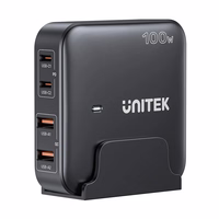 GaN tinklo įkroviklis - Unitek P1229ABK01-EU | 100W 2x USB-C 2x USB-A