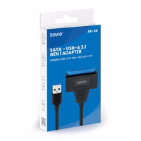 SAVIO AK-68 adapteris USB-A 3.1 Gen 1 (M) - SATA (F), skirtas 2,5 colio diskams