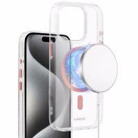 Liavec Blizgus Magnetinis Skaidrus dėklas telefonui Iphone 15 Pro rožinė