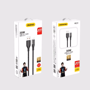 USB laidas Dudao L22L pilkas Lightning 100cm (iki 30W)