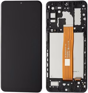 Ekranas Samsung A127 A12s 2021 su lietimui jautriu stikliuku su rėmeliu juodas ORG