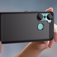 Dėklas telefonui Infinix Hot 12 Pro - juodas lankstus silikoninis anglies dangtelis