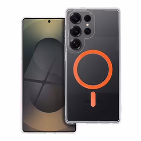 Drop Glue spalvingas žiedinis magnetinis dėklas telefonui, suderinamas su MagSafe, skirtas SAMSUNG S25 ULTRA, oranžinis