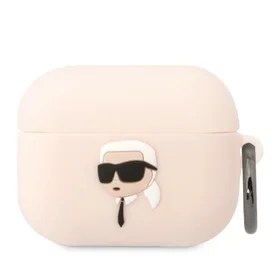 Karl Lagerfeld KLAPRUNIKP AirPods Pro dėklas rožinis/rožinis Silikoninis Karl Head 3D