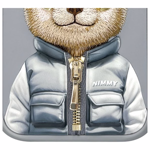 Nimmy Cool&Cute 2.0 meškos dėklas telefonui iPhone 15 Pro Max - pilkas