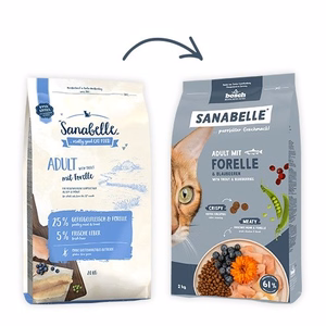 Bosch Sanabelle Life Adult Trout & Blueberries – sausasis pašaras suaugusioms katėms su upėtakiu ir mėlynėmis, 8 kg