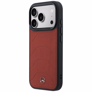 Mercedes Leather Mesh with Bow Line MagSafe dėklas iPhone 17 Pro Max, raudonas