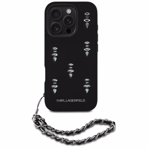 Karl Lagerfeld Saffiano Crystals su grandine dėklas telefonui iPhone 16 Pro Max - juodas