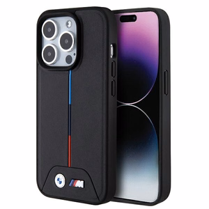 BMW dygsniuotas trispalvė Magnetinis dėklas telefonui iPhone 15 Pro Max - juodas