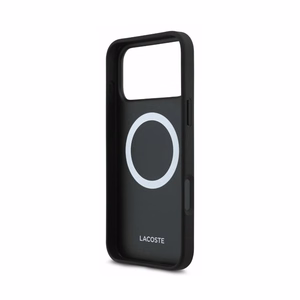 Dėklas Lacoste PVC Petit Pique Semi Wrap Embossed MagSafe Apple iPhone 18 Pro juodas