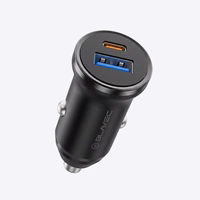 Blavec Automobilinis įkroviklis BS-01B-C Road - USB + Type C - QC 3.0 18W PD 20W su Type C to Type C cable (CCBS01BCR-UCB) juodas