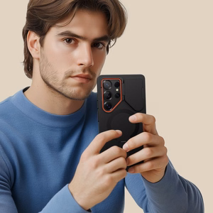 Tech-Protect Kevlar Aura Magnetinis dėklas telefonui Samsung Galaxy S25 Ultra - juodas/oranžinis