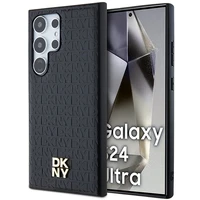 DKNY Odinis rašto metalinis logotipas Magnetinis dėklas telefonui Samsung Galaxy S24 Ultra - juodas