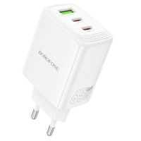 Borofone Wall charger BN32 Cargador GaN - USB + 2xType C - QC 3.0 PD 65W white