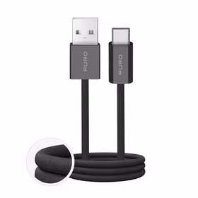 Puro Fabrik 2.0 10W pintas kabelis USB-A - USB-C 1.5m - juodas