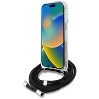 Karl Lagerfeld IML Crossbody Karl&Choupette Head Dėklas for iPhone 16 Pro - baltas