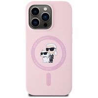 Karl Lagerfeld silikoninis Karl&Choupette Magnetinis dėklas telefonui iPhone 14 Pro Max - rožinis
