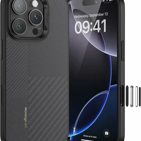 Benks Montage magnetinis Armor Pro Kevlar dėklas su metaliniu rėmeliu 600D+1500D (MF65) iPhone 16 Pro juodas (su kameros valdymo mygtuku)