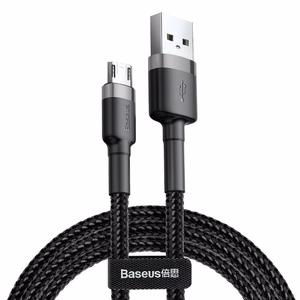 USB kabelis Baseus Cafule microUSB 1.0m 2.4A pilkas-juodas CAMKLF-BG1