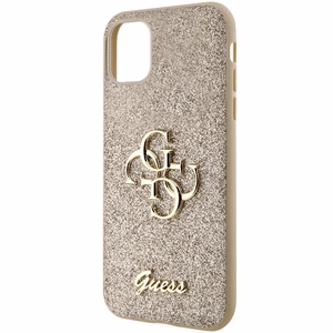 Guess GUHCN61HG4SGD dėklas iPhone 11 / Xr - auksinis Glitter Script Big 4G
