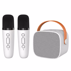 Blavec nešiojamas Bluetooth garsiakalbis WS-07 Karaoke Party 5W su 2 mikrofonais baltas