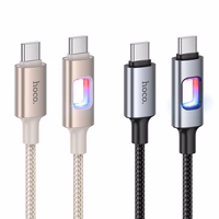 Kabel USB z diodami LED USB C do USB C Hoco 3A 60W 1,2 m U144 czarny