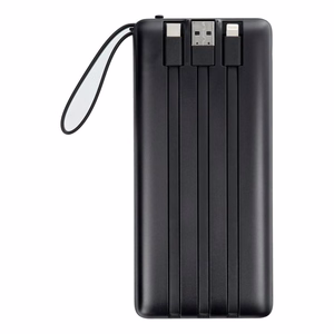 VEGER Išorinė baterija 20000 mAh su įmontuotu kabeliu Micro USB / Type C / Lightning C20 (W2047 / W2059) juoda
