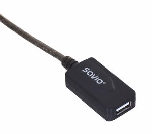 SAVIO CL-130 USB aktyvus prievado ilgintuvas 10m USB 2.0-A male USB 2.0-A female juodas