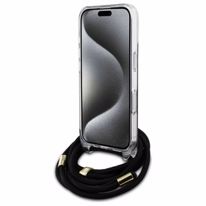 Guess Kryžminis Laidas 4G Spausdintas dėklas iPhone 16 - juodas