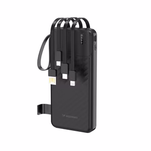 Wozinsky W11-B 10000mAh 10W Powerbank with Built-in Cables and Flashlight - Black