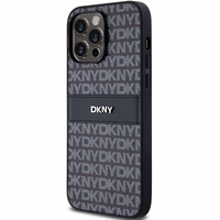 DKNY odinis mono juostelės ir metalinis logotipas dėklas iPhone 14 Pro - juodas