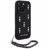 Karl Lagerfeld Saffiano Crystals su grandine dėklas telefonui iPhone 16 Pro - juodas