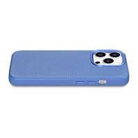 iCarer Litchi Premium odinis dėklas iPhone 14 Pro Max Magnetinis odinis dėklas su MagSafe Šviesiai mėlynas (WMI14220712-LB)