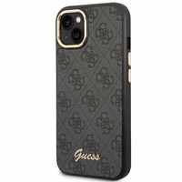 Guess GUHCP14MHG4SHK iPhone 14 Plus 6.7 "juodas/juodas kietas dėklas 4G Vintage Gold Logo