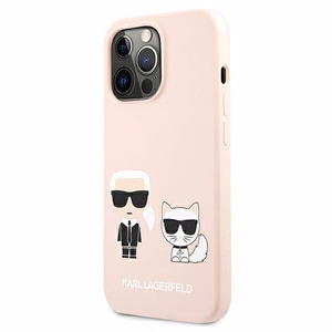 Karl Lagerfeld Silikoninis Ikonik Karl&Choupette Magnetinis dėklas iPhone 13 Pro Max - šviesiai rožinė
