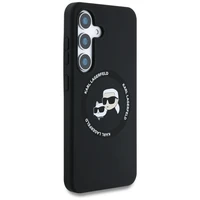 Karl Lagerfeld silikoninis dėklas telefonui Double Heads ir Circle MagSafe Samsung Galaxy S25 juodas