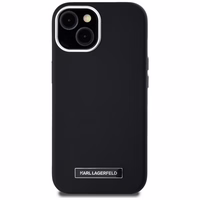 Karl Lagerfeld FW Metal Plate Magnetinis iPhone 15 dėklas - juodas