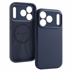Liavec Silk Shield dėklas su metaliniu kameros rėmeliu, skirtas Iphone 17 Pro Max tamsiai mėlynas