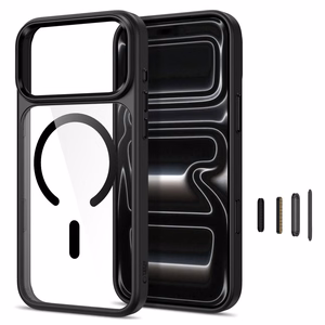 Tech-Protect Magmat MagSafe CC dėklas, skirtas iPhone 17 Pro Max / 18 Pro Max – skaidrus juodas