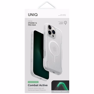 Uniq Combat Active Magclick krovimo dėklas telefonui iPhone 16 Pro Max - baltas
