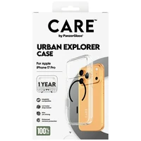 "CARE by PanzerGlass" pavyzdinis "Urban Explorer" dėklas su juodu "MagSafe", skirtas "iPhone 17 Pro" - skaidrus