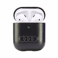 Audi odinis didelio logotipo dėklas AirPods 1 / 2 - juoda