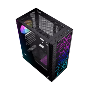 Gembird Fornax 2500 ARGB Gaming ATX Midi Tower su apšvietimu juodas kompiuterio korpusas