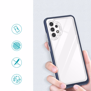 Skaidrus 3in1 dėklas Samsung Galaxy A72 4G rėmelio gelinis dangtelis mėlynas