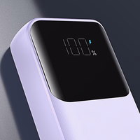 Joyroom JR-PBC06 mini išorinė baterija su įmontuotais USB-C / Lightning kabeliais 30W 10000mAh - violetinė