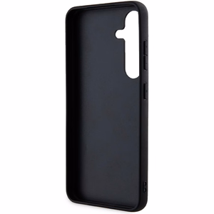 Karl Lagerfeld blizgus fiksuotas Ikonik logotipo metalinis ženklelis dėklas telefonui Samsung Galaxy S24+ - juodas