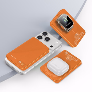 Blavec išorinė baterija 10000mAh BJ-04 Slim 13,5mm - Type C - 22,5W magnetinė Magsafe 3 in 1 (PBBJ04-MC10O) oranžinė stiklas