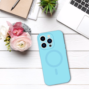 TEL PROTECT magnetinis silikoninis dėklas telefonui Iphone 14 šviesiai mėlynas