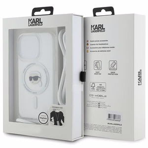Чехол Karl Lagerfeld Crossbody IML Karl Head MagSafe для iPhone 15 Pro Max - прозрачный
