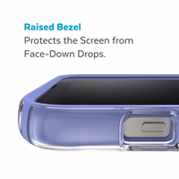 Speck Presidio Perfect-Clear with Impact Geometry - iPhone 15 Plus / 14 Plus dėklas with MICROBAN Coating (Clear / Grounded violetinis)